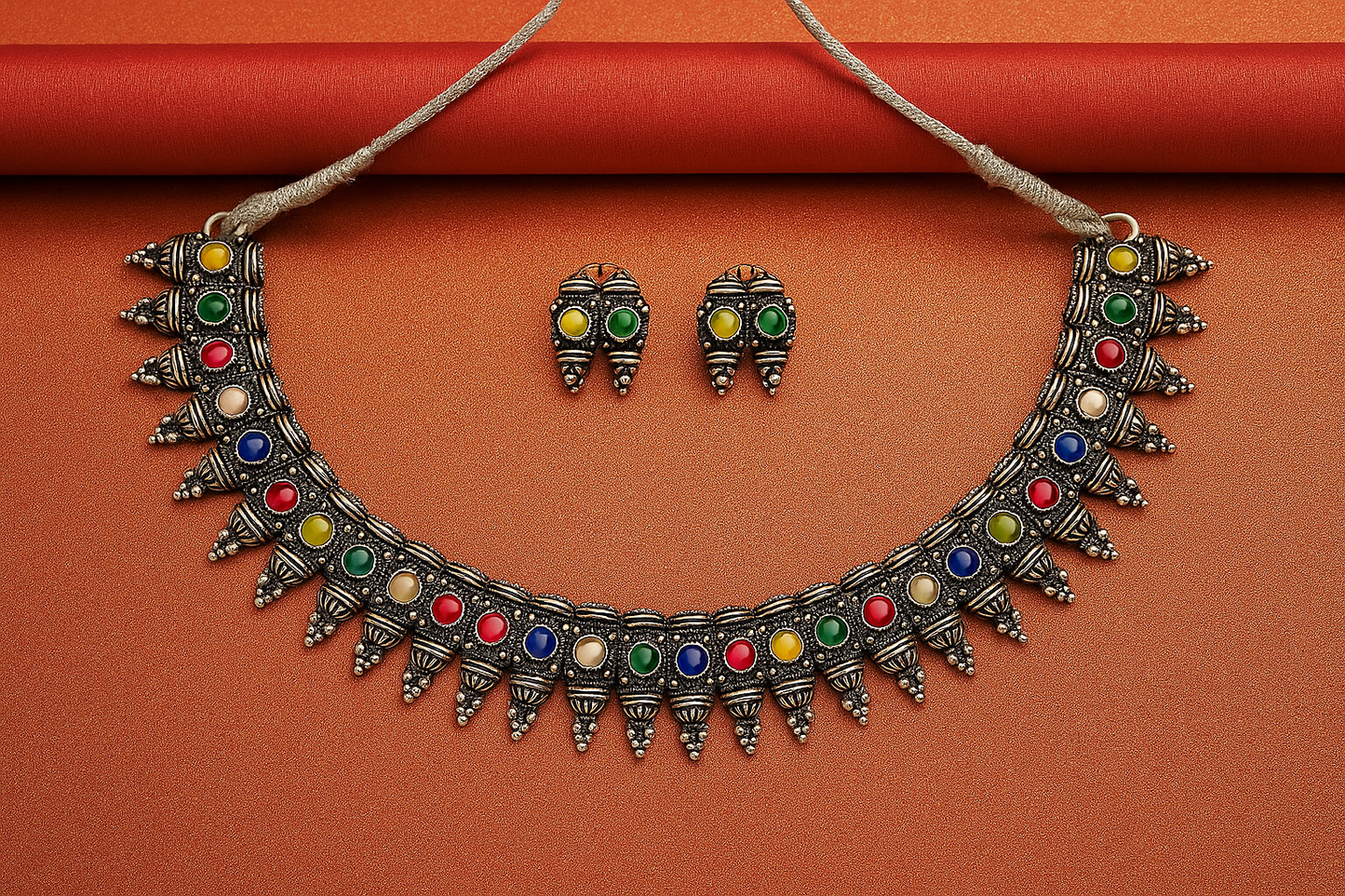 Multi-Colour Necklace Set with Earrings