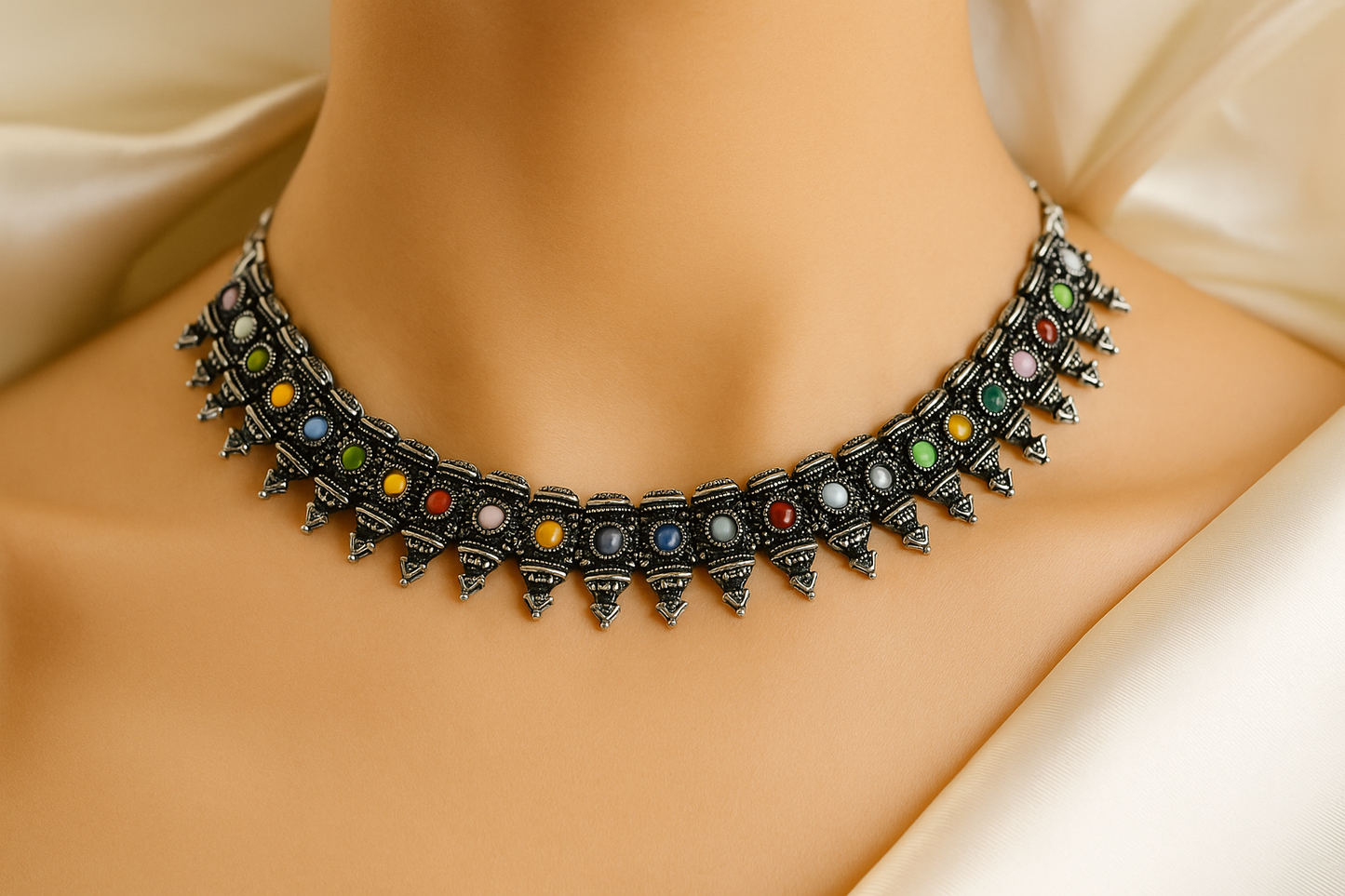 Multi-Colour Necklace Set with Earrings