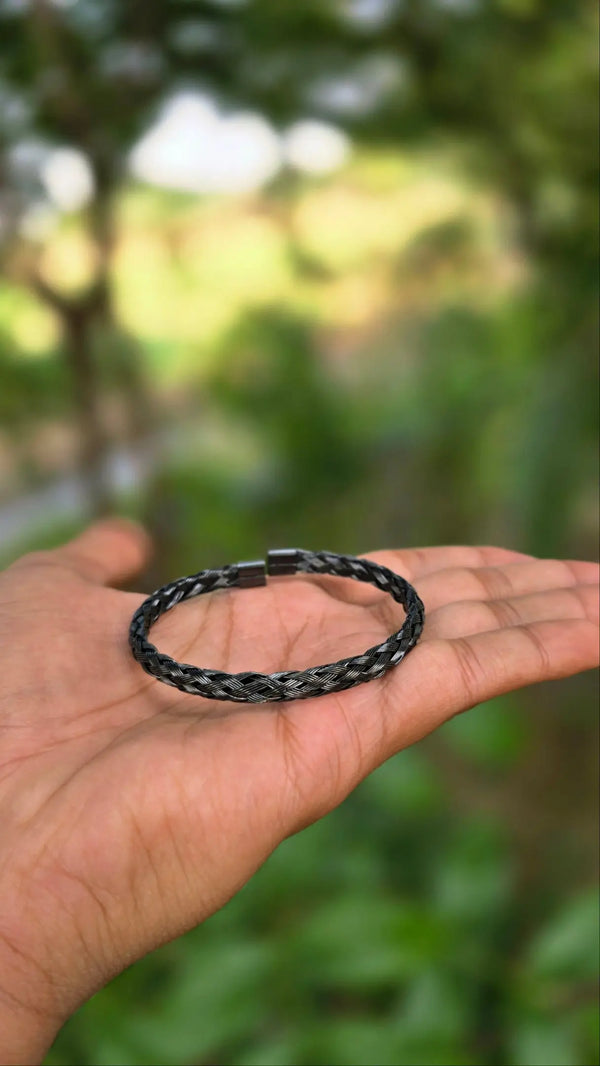 Matte Black Braided Chain Kada