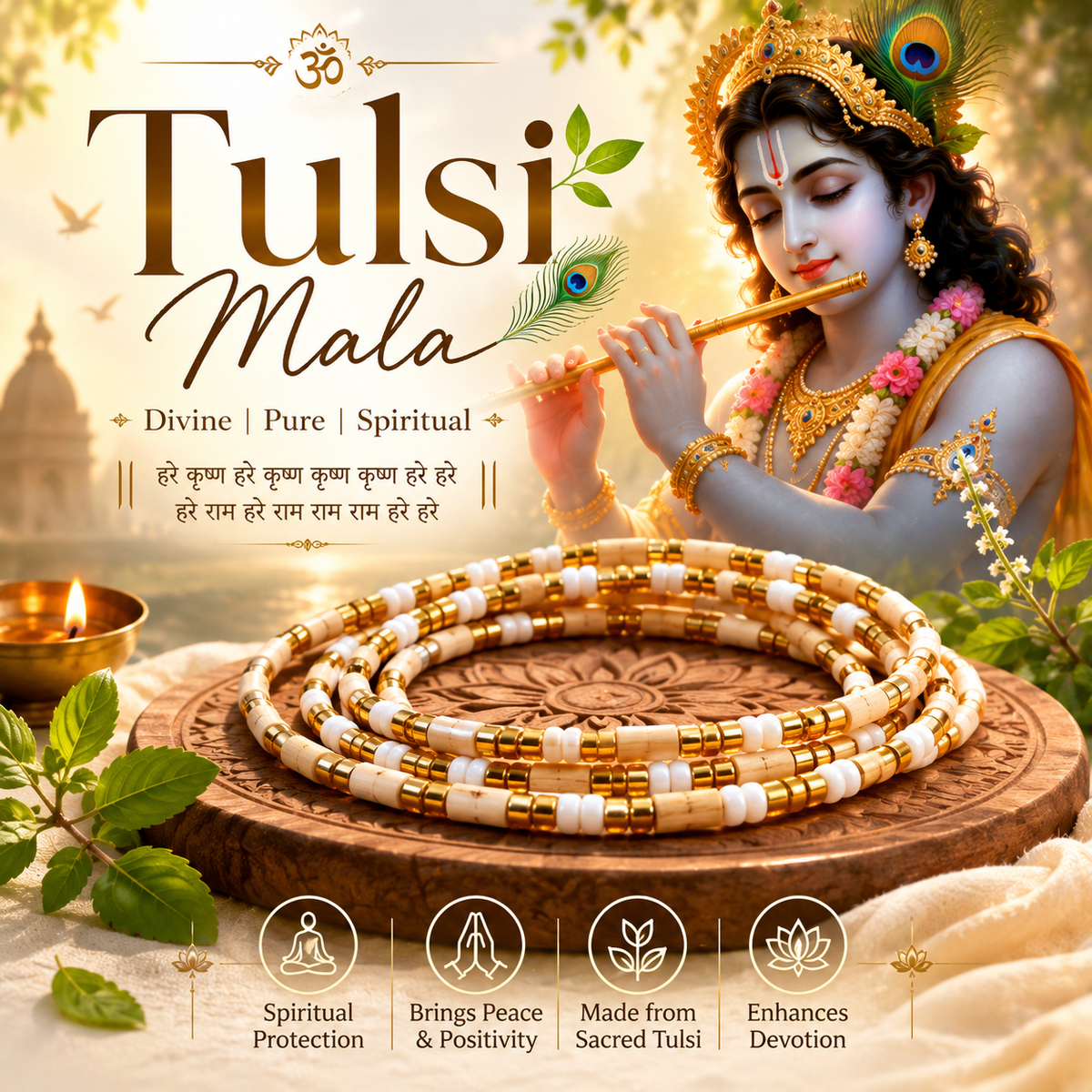 Vrindavan Tulsi Moti Mala (8 Inch)