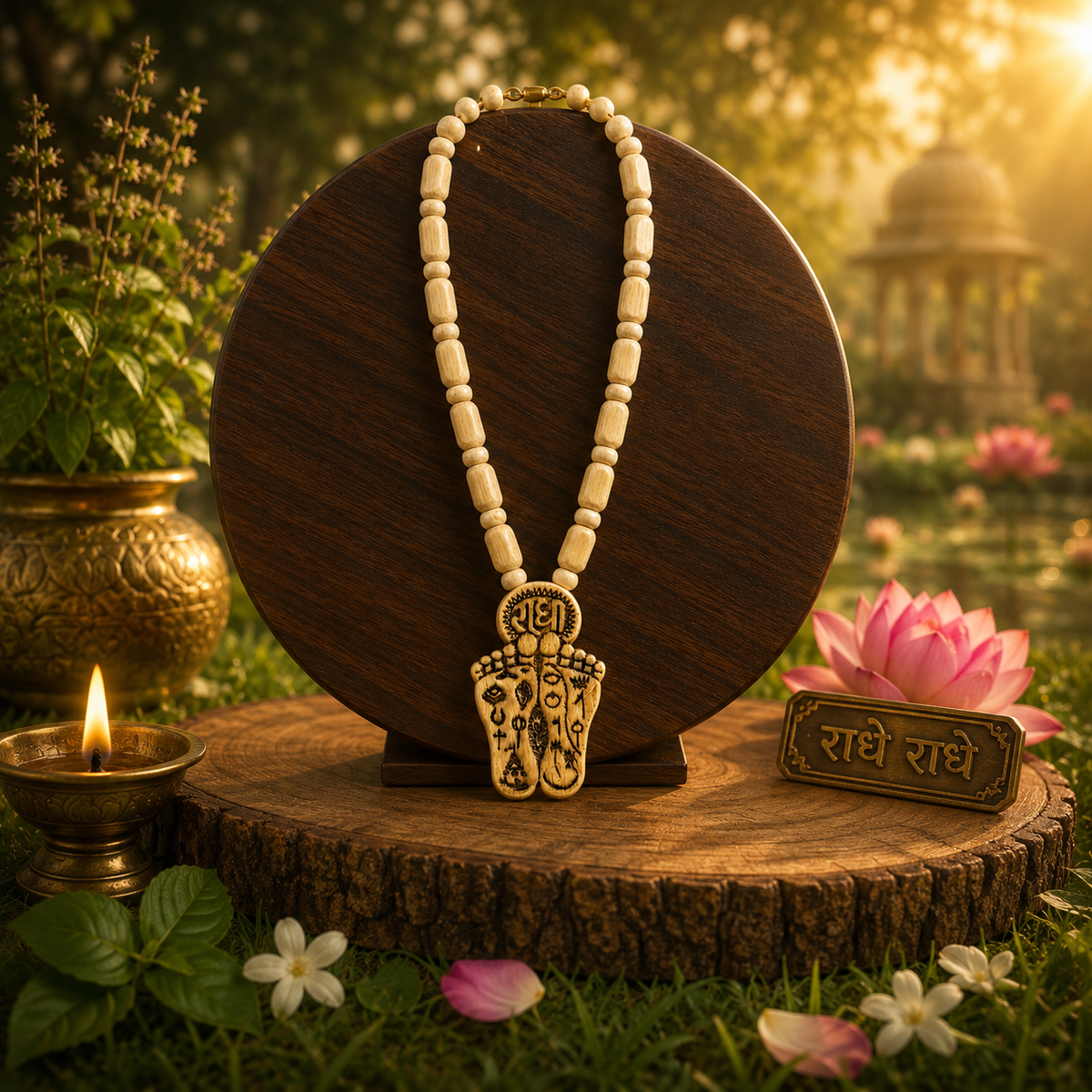 Shri Radha Charan Tulsi Mala Vrindavan (10 Inch)