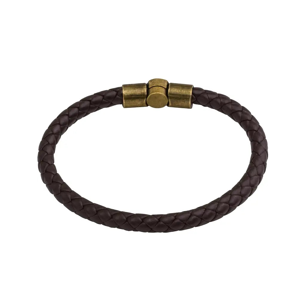 Brown Braided Leather Men's Bracelet