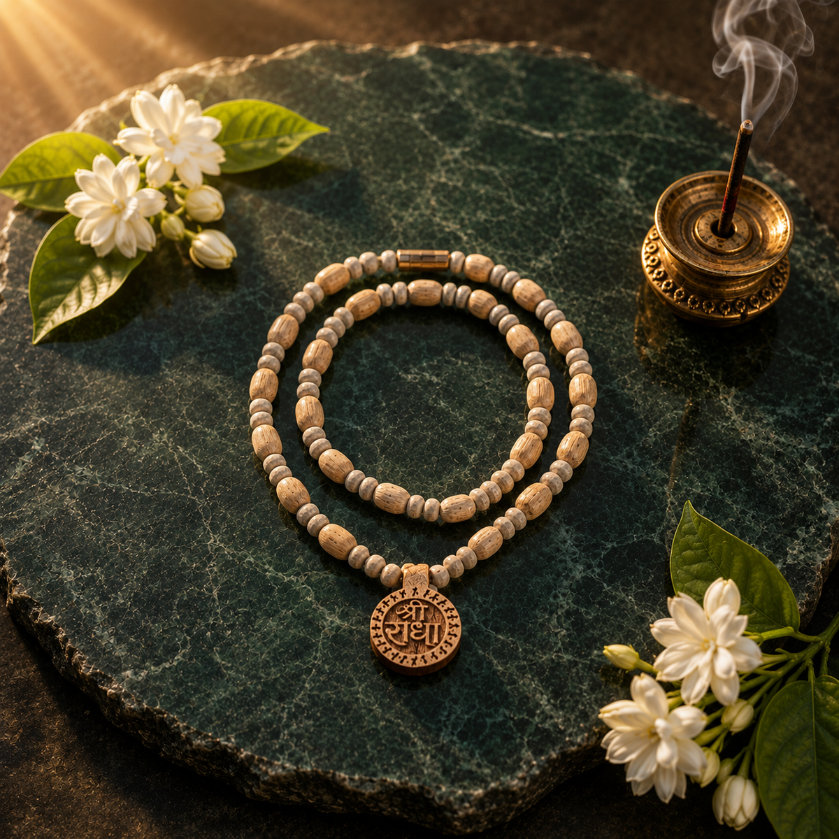 Shree Radha Pendant With Tulsi Mala Vrindavan (10 Inch)