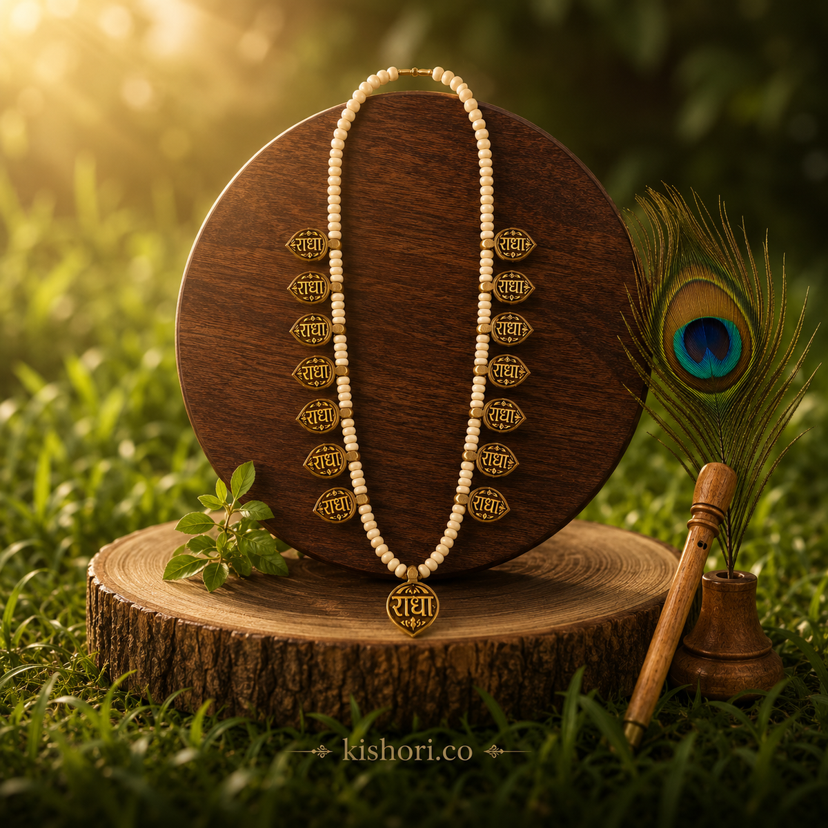 Vrindavan Tulsi Mala with Radha Locket (8 Inch)