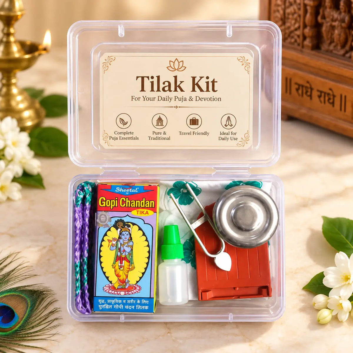 Kishori Tilak Kit with Gopi Chandan, pooja bowl, applicator and travel box