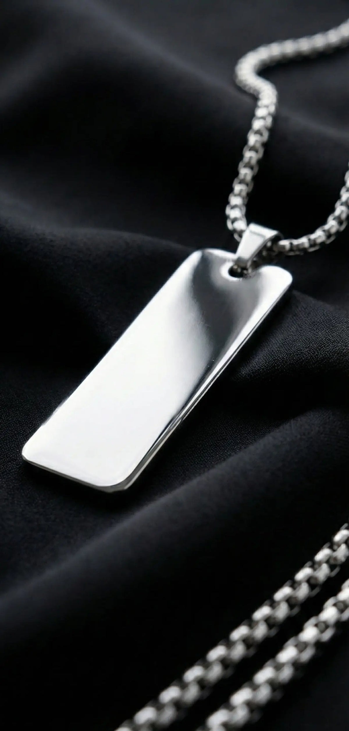Minimalist Silver Rectangular Pendant for Men