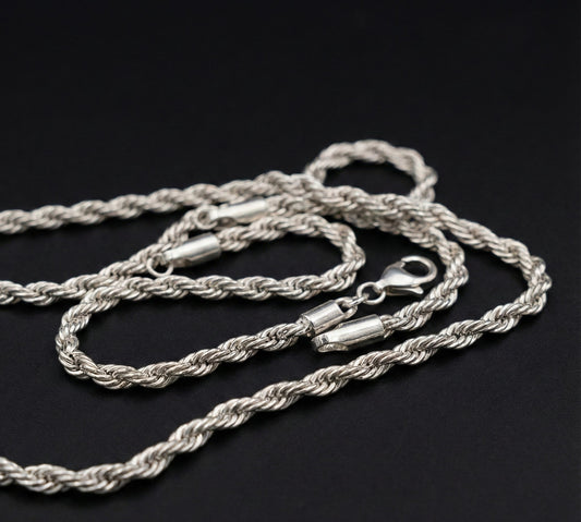 Premium Silver Rope Chain for Men & Women