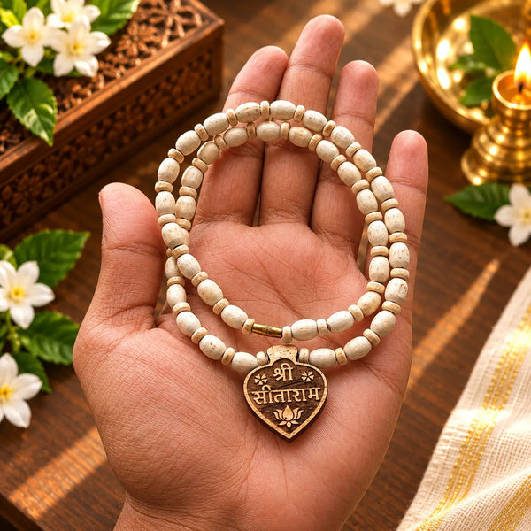 Vrindavan Tulsi kanthi mala with Shri Sitaram locket, 10 inch
