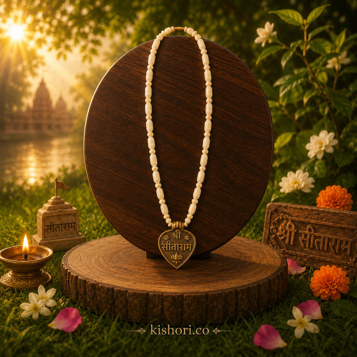 Vrindavan Tulsi Kanthi Mala With Sitaram Locket (10 Inch)