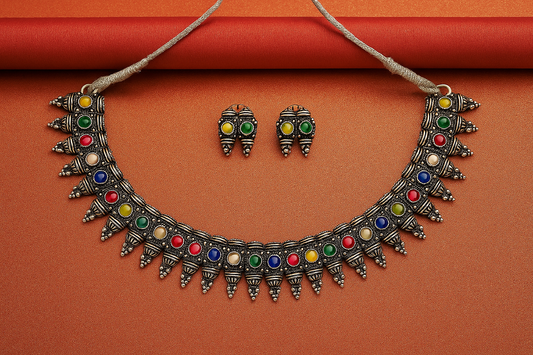 Multi-Colour Necklace Set with Earrings
