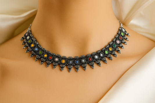 Multi-Colour Necklace Set with Earrings