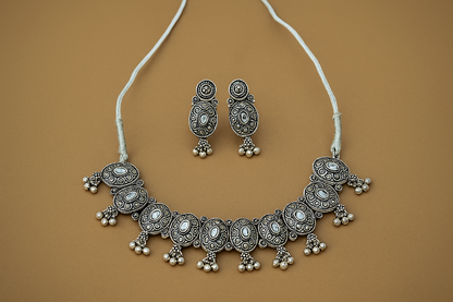 Antique Oval Choker Necklace Set – Navratri Special