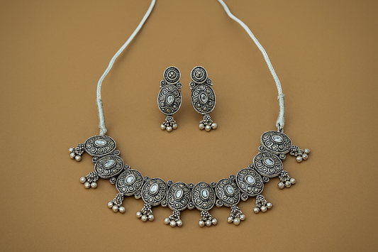 Antique Oval Choker Necklace Set – Navratri Special