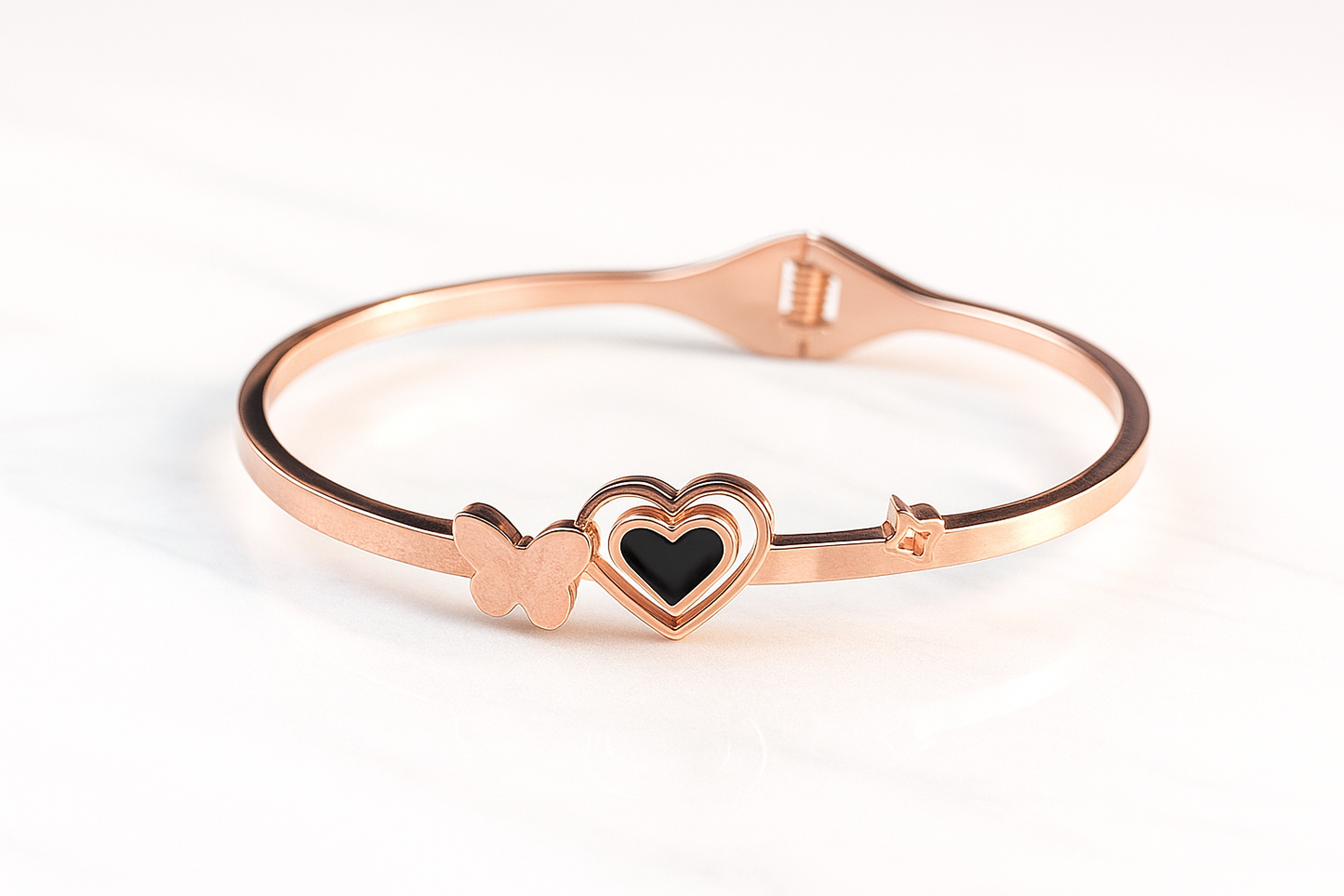 Rose Gold Heart & Butterfly Kada