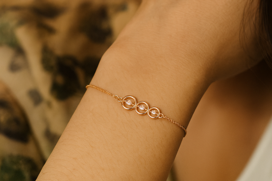 Elegant Gold-Plated Bracelet with Triple Circle Crystal Design