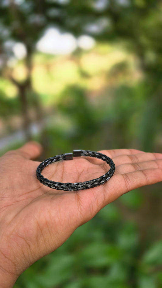 Matte Black Braided Chain Kada