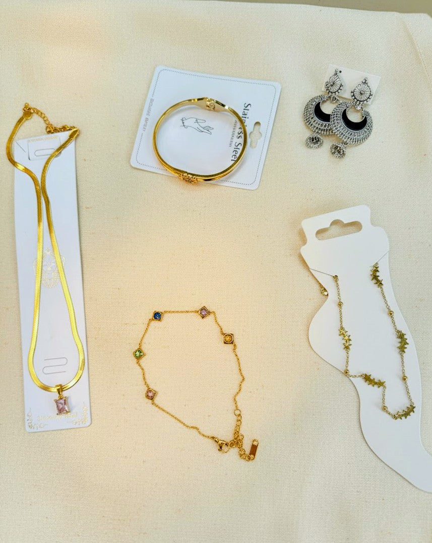 Premium Combo Offer – 1 Necklace, 1 Kada, 1 Bracelet, 1 Earrings, 1 Anklet