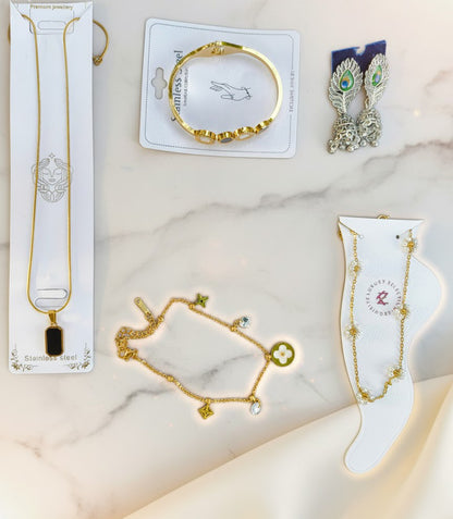 Premium Combo Offer – 1 Necklace, 1 Kada, 1 Bracelet, 1 Earrings, 1 Anklet