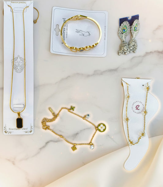 Premium Combo Offer – 1 Necklace, 1 Kada, 1 Bracelet, 1 Earrings, 1 Anklet