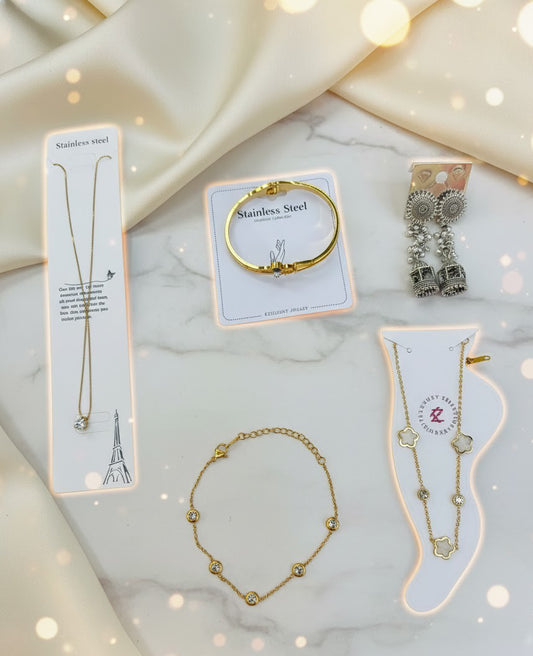 Premium Combo Offer – 1 Necklace, 1 Kada, 1 Bracelet, 1 Earrings, 1 Anklet