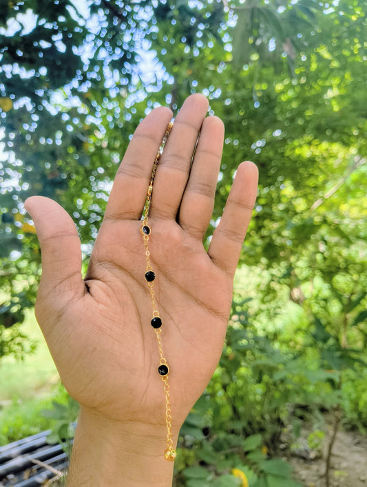 Elegant Black Stone Golden Bracelet