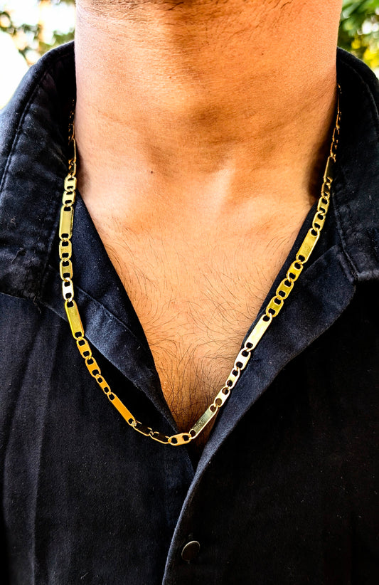 Premium Gold-Plated Figaro Chain for Men | Stylish & Durable Stainless Steel Necklace