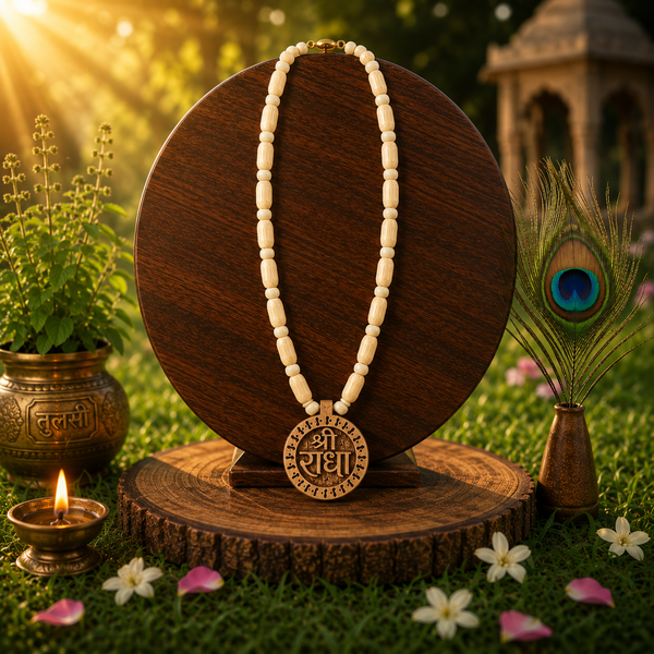 Shree Radha Pendant With Tulsi Mala Vrindavan (10 Inch)