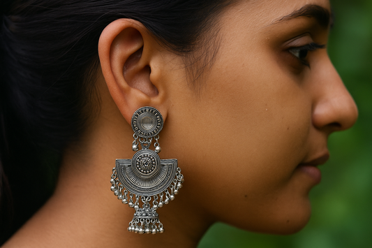 Elegant  Silver Jhumka Earrings – Ethnic Beauty