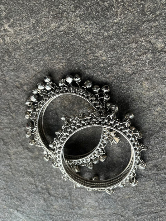 Traditional Silver Ghungroo Bangles-Pair