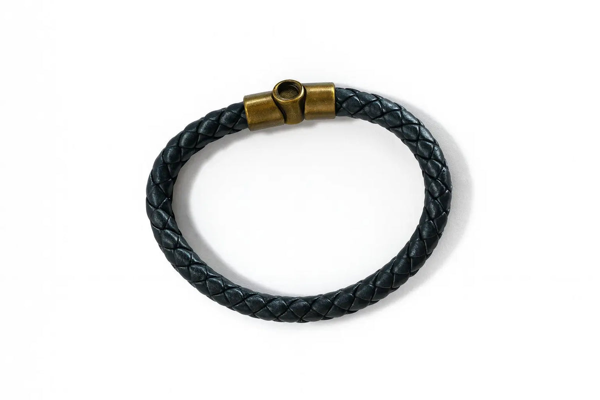 Black Braided Leather Men's Bracelet