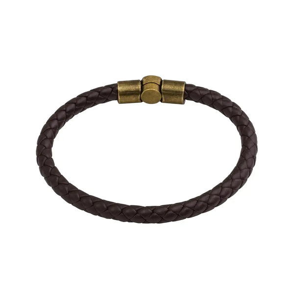 Brown Braided Leather Men's Bracelet