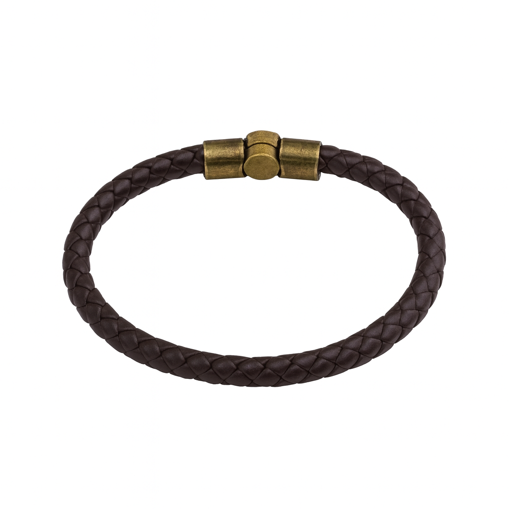 Premium Brown Braided Leather Men's Bracelet