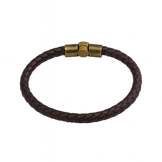 Premium Brown Braided Leather Men's Bracelet