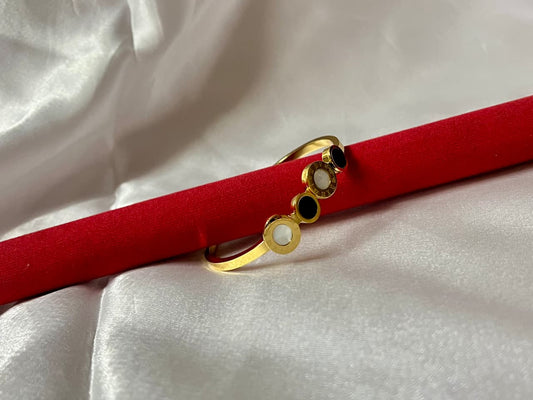 Elegant Gold Kada with Dual-Tone Stone Accents