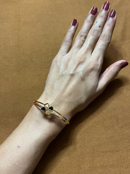 Gold-Plated Kada with Four Heart Design