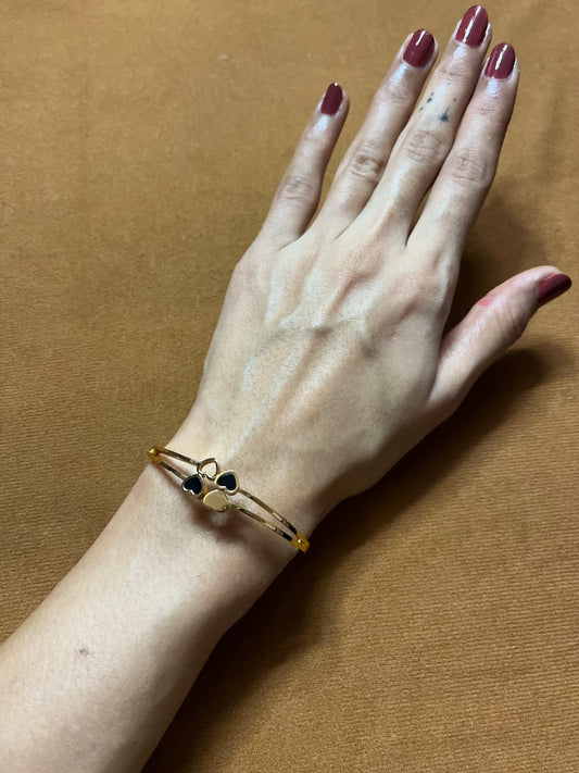 Gold-Plated Kada with Four Heart Design