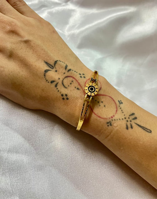 Classic Gold-Plated Kada with Floral Charm