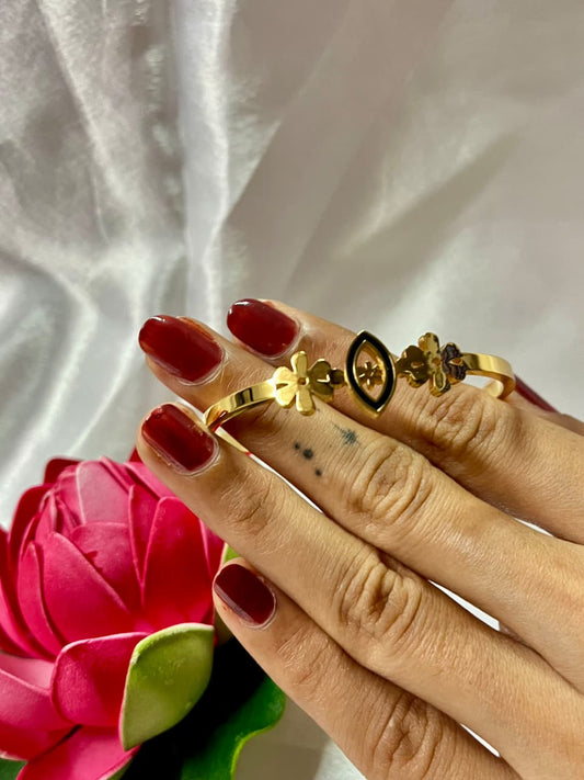 Charming Gold-Plated Kada with Floral & Evil Eye Motif