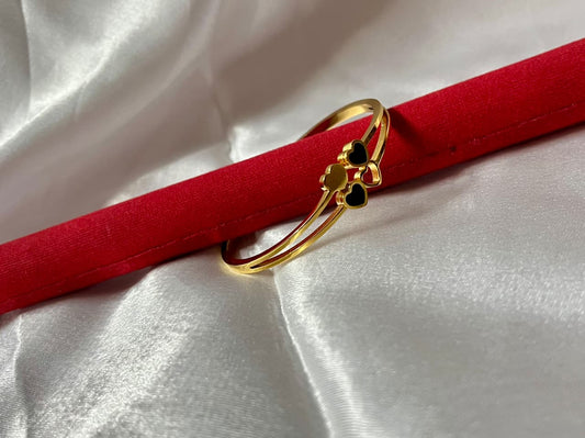 Gold-Plated Kada with Four Heart Design