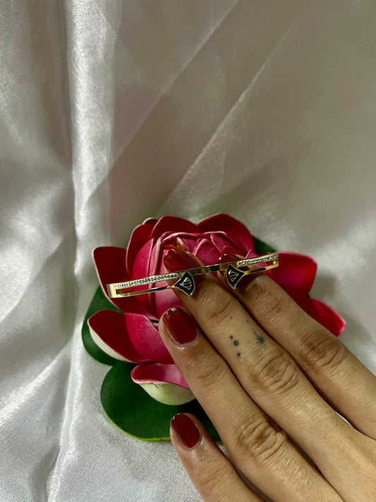 Elegant Gold-Plated Kada with Black Fan Charms