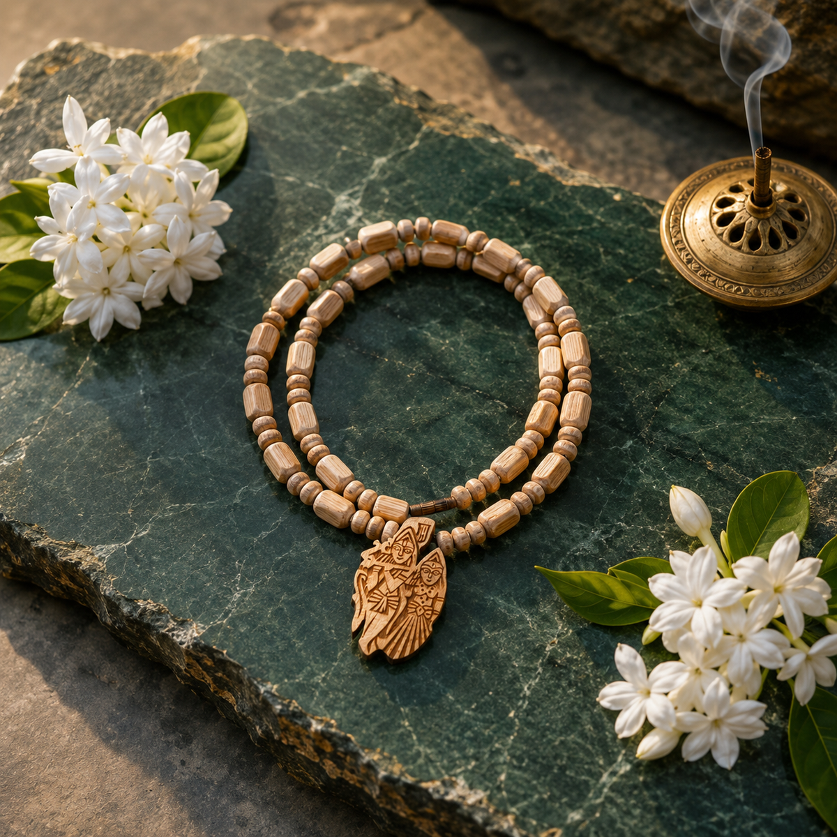 Tulsi  Mala with Radha Krishna  Pendant(9 Inch)