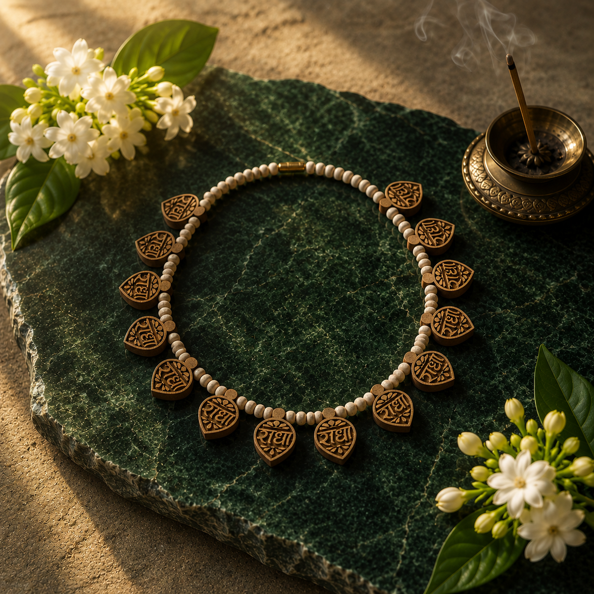 Vrindavan  Tulsi Mala with Radha Locket (8 Inch)