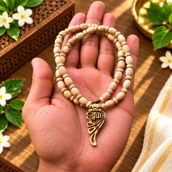 Original Tulsi kanthi mala with Radha pendant, 9 inch