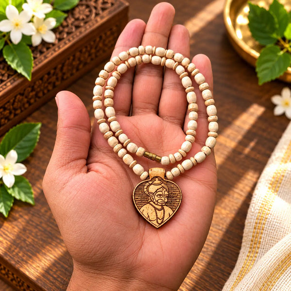 Tulsi kanthi mala with Shree Hanuman Ji pendant, 9 inch