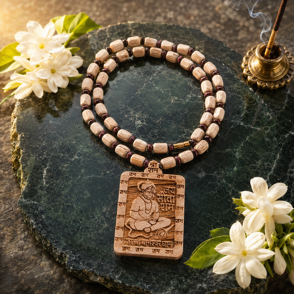 Shri Ram Tulsi Kanthi Mala with  Hanuman Pendant(10 Inch)