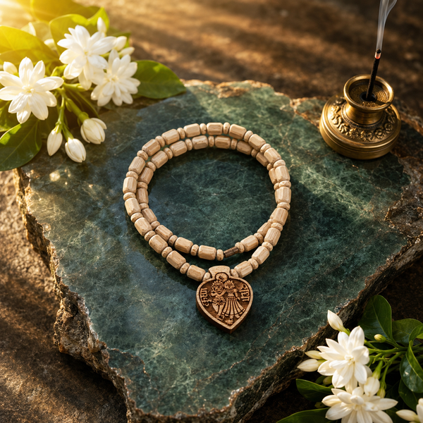 Vrindavan Tulsi  Mala with Radha Krishna Pendant(9 Inch)