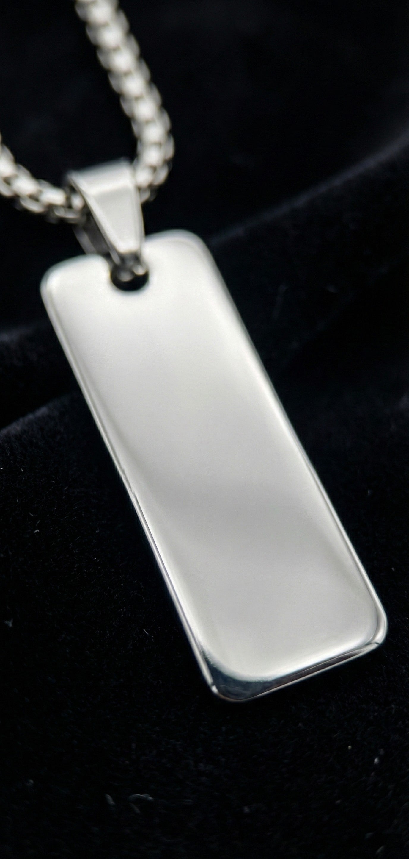 Minimalist Silver Rectangular Pendant  for Men
