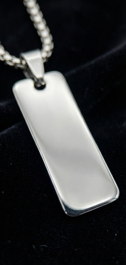 Minimalist Silver Rectangular Pendant  for Men