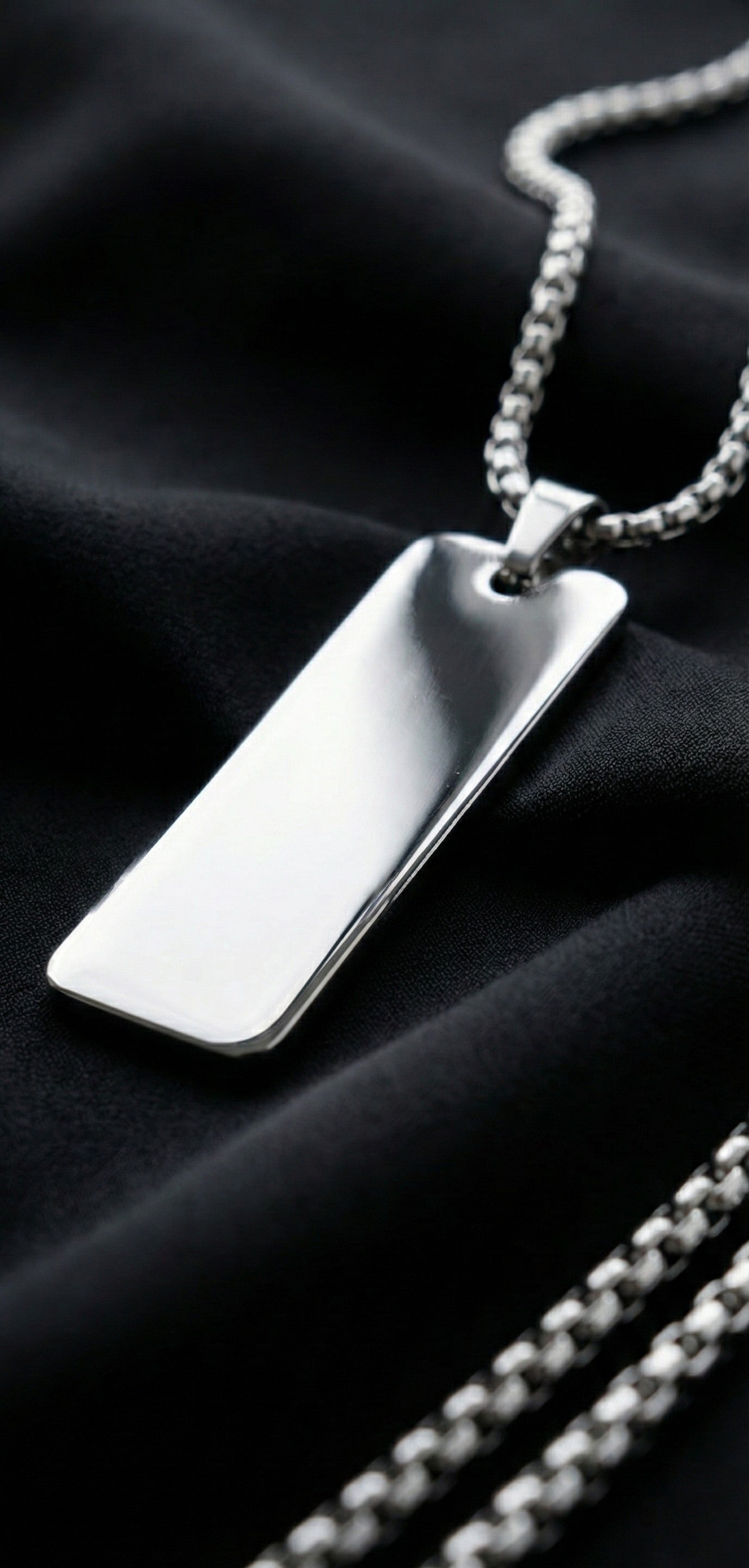 Minimalist Silver Rectangular Pendant  for Men
