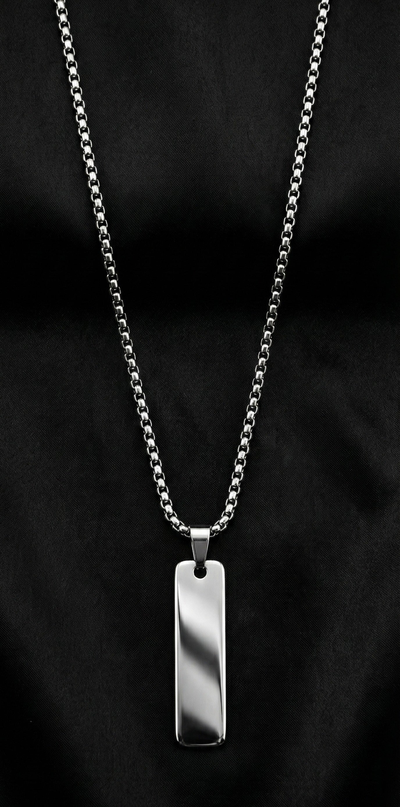 Minimalist Silver Rectangular Pendant  for Men